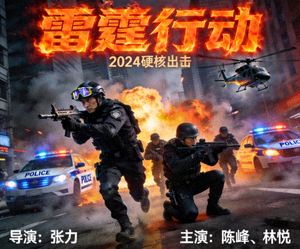 动作新片《雷霆行动》海报，特警队员执行任务场景